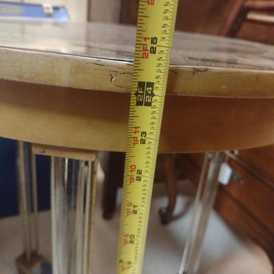 Vintage Side/Accent Table with Glass and Mirror Top- Approx 22" in Diameter, 24 3/4" Tall