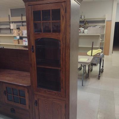 Sale Photo Thumbnail #1767: Troyer's Hilltop Bookshelf/Storage Cabinet- Approx 23" x 16 1/2" x 77 1/2" Tall (Right Hand Unit).  Item is lighted.