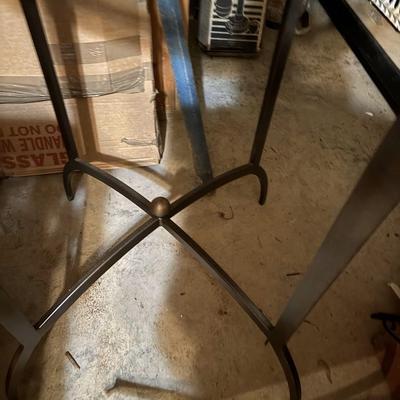 Metal Base Glass Top Accent Table