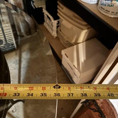 Metal Base Glass Top Accent Table
