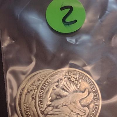 Set of Three U.S. Mint Walking Liberty Silver Half Dollars Various Dates Circulated (2)