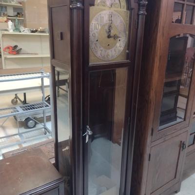 Colonial Molyneux Wood Cased Grandfather Clock with Moon Dial- Approx 18 1/2" x 11 1/2" x 76 1/4" Tall