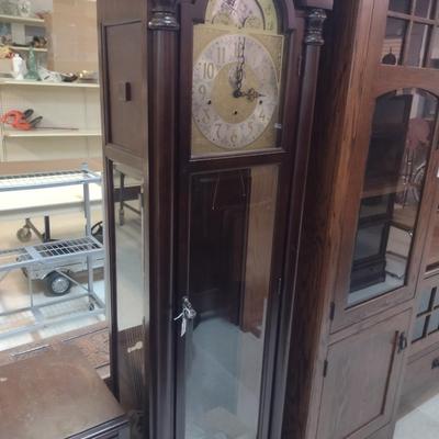 Colonial Molyneux Wood Cased Grandfather Clock with Moon Dial- Approx 18 1/2" x 11 1/2" x 76 1/4" Tall