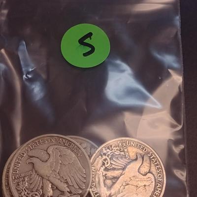 Set of Six U.S. Mint Walking Liberty Silver Half Dollars Various Dates Circulated (5)
