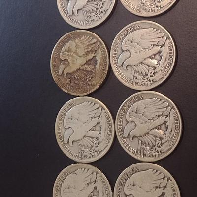 Set of Eight U.S. Mint Walking Liberty Silver Half Dollars Various Dates Circulated (6)