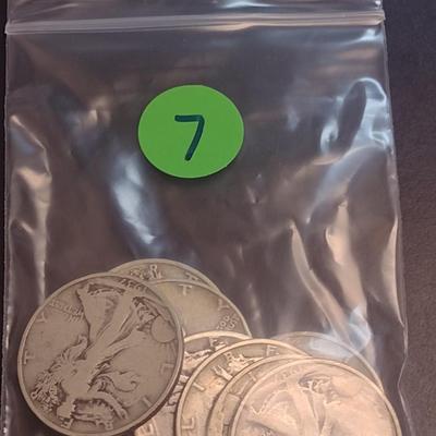 Set of Eight U.S. Mint Walking Liberty Silver Half Dollars Various Dates Circulated (7)