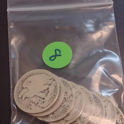 Set of Eight U.S. Mint Walking Liberty Silver Half Dollars Various Dates Circulated (8)