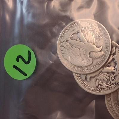 Set of Four 1944 U.S. Mint Walking Liberty Silver Half Dollars Circulated (12)