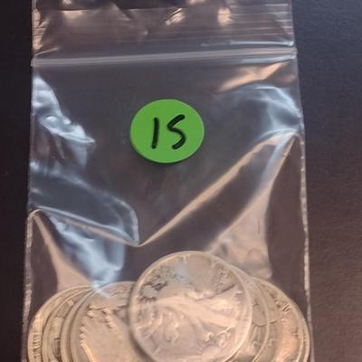 Set of 10 U.S. Mint Walking Liberty Silver Half Dollars Various Dates Circulated (15)