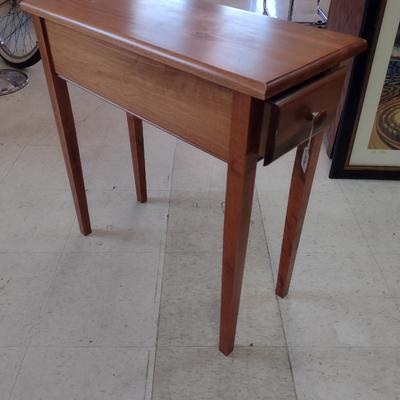 Wooden Side Table with Drawer- Approx 24 3/4" x 11 1/4" x 26" Tall