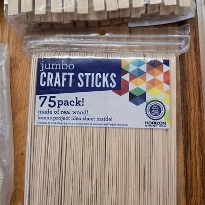 Mixed Crafting Materials - Crafting Sticks, Wood Christmas Ornaments, Clothes Pins & More