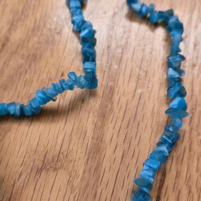 (2) Gematone Necklaces - Dyed Blue Agate & Chalcedony