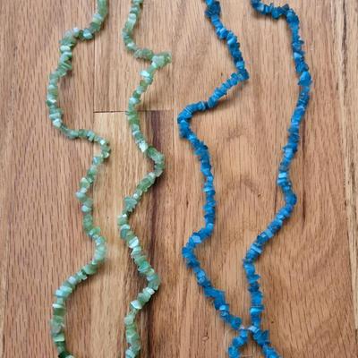 (2) Gematone Necklaces - Dyed Blue Agate & Chalcedony