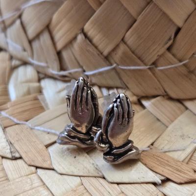 (2) Pairs of Sterling Silver Praying Hands Earrings