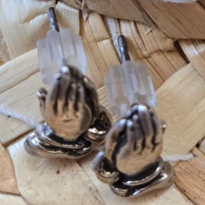 (2) Pairs of Sterling Silver Praying Hands Earrings