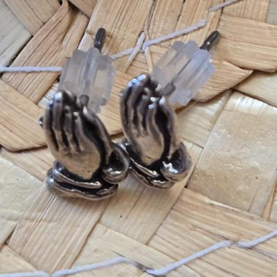 (2) Pairs of Sterling Silver Praying Hands Earrings