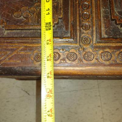 Carved Wooden Storage Chest with Asian Design- Approx 30" x 15" x 16 3/4" Tall