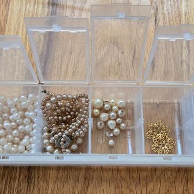 Pearl Beads and Gold Tone Jewelry Findings