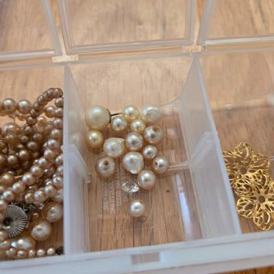 Pearl Beads and Gold Tone Jewelry Findings