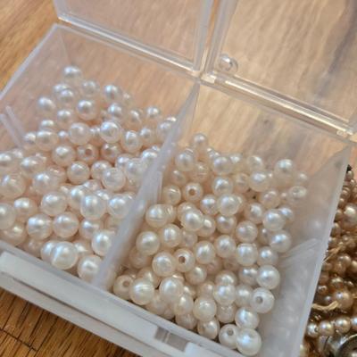 Pearl Beads and Gold Tone Jewelry Findings