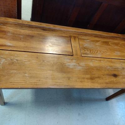 Antique Solid Cypress School Desk with Storage Compartments- Approx 46" x 22" x 21 1/2" Tall