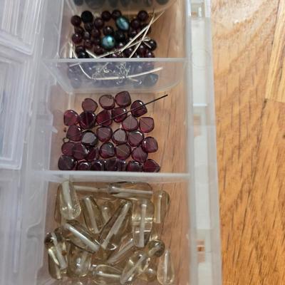Double Sided Storage Container with Glass Beads and Jewelry Findings