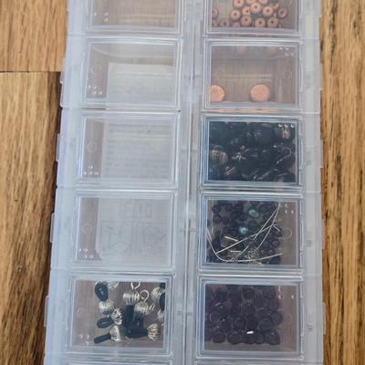 Double Sided Storage Container with Glass Beads and Jewelry Findings