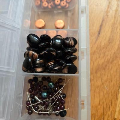 Double Sided Storage Container with Glass Beads and Jewelry Findings