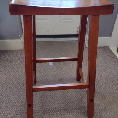Pair of Wooden Saddleback Design Bar Stools- Approx 29" Tall