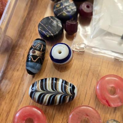 Amber, Mother Of Pearl, Glass Beads & Jewelry Findings