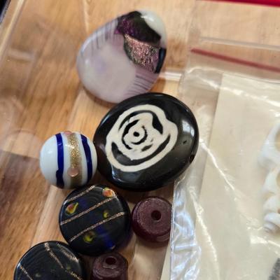 Amber, Mother Of Pearl, Glass Beads & Jewelry Findings