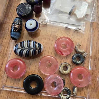 Amber, Mother Of Pearl, Glass Beads & Jewelry Findings