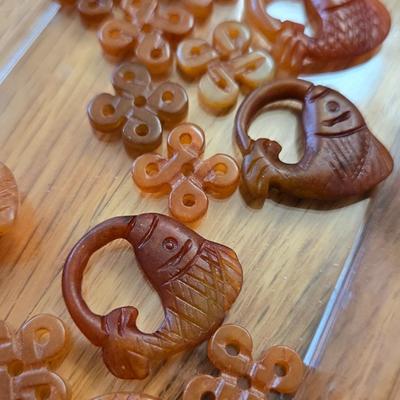 Amber, Mother Of Pearl, Glass Beads & Jewelry Findings