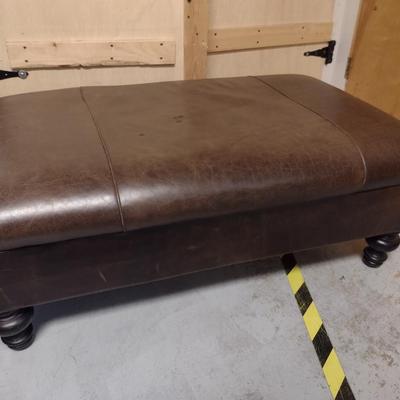 Mitchell Gold Leather Covered Ottoman Bench Seat- Approx 45 1/2" x 27" x 17" Tall