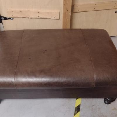 Mitchell Gold Leather Covered Ottoman Bench Seat- Approx 45 1/2" x 27" x 17" Tall