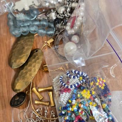 Large Lot of Jewelry Findings, Beads, & Broken Jewelry