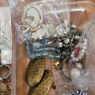 Large Lot of Jewelry Findings, Beads, & Broken Jewelry