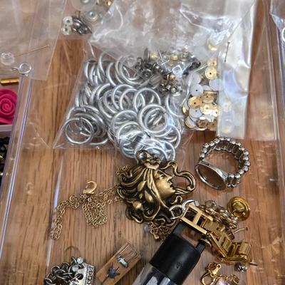 Large Lot of Jewelry Findings, Beads, & Broken Jewelry