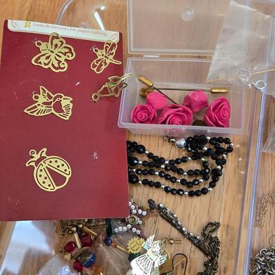 Large Lot of Jewelry Findings, Beads, & Broken Jewelry