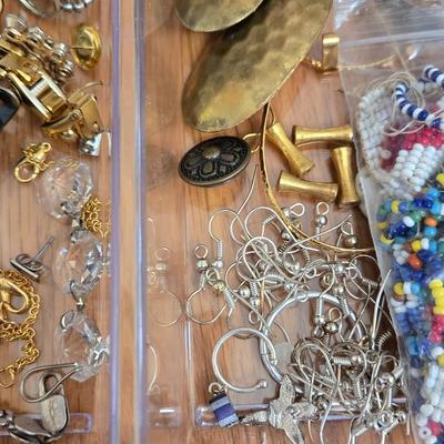 Large Lot of Jewelry Findings, Beads, & Broken Jewelry