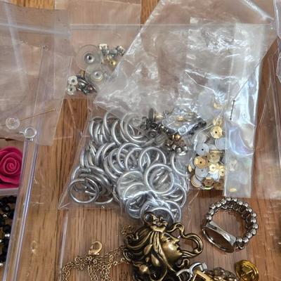 Large Lot of Jewelry Findings, Beads, & Broken Jewelry