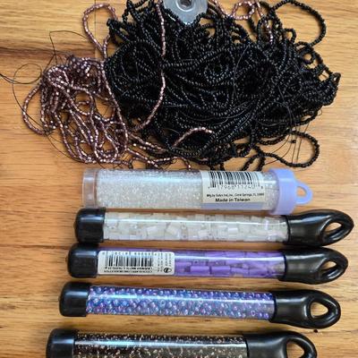 Beads Lot - Strings of Beads and Containers of Loose Beads