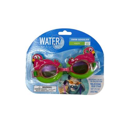 Flamingo Motif Youth 8+ Water Fun & Sun Watersport Swim Goggles UV Protection Latex Free
