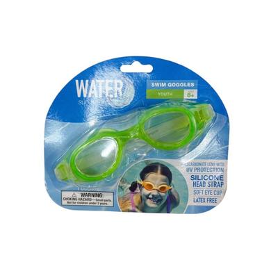 Youth 8+ Neon Green Water Fun & Sun Watersport Swim Goggles UV Protection Latex Free