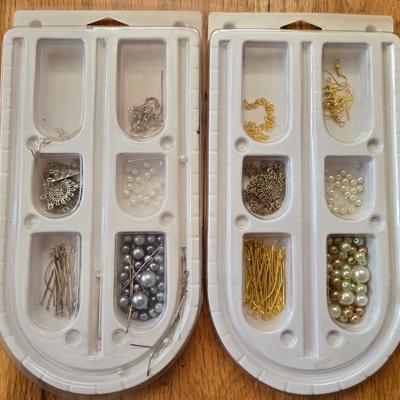 (2) Bead Boards Filled with Beads and Jewelry Findings
