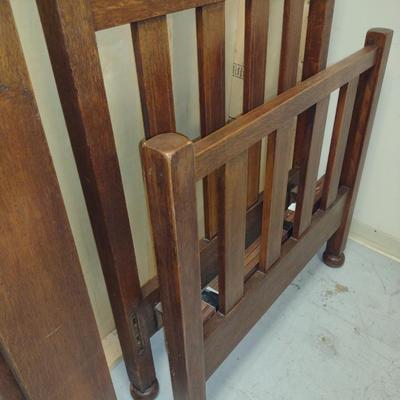 Children's Size Antique Bed with Inlay Design