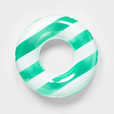 Sun Squad Youth 9+ 31" Swim Tube Mint Green & White Stripe Swimming Pool Float
