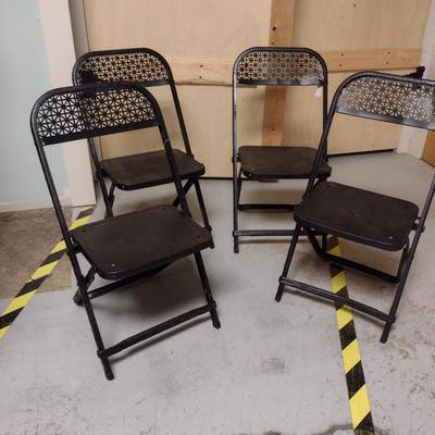 Antique Children's Metal Folding Garden Chairs- Set of Four