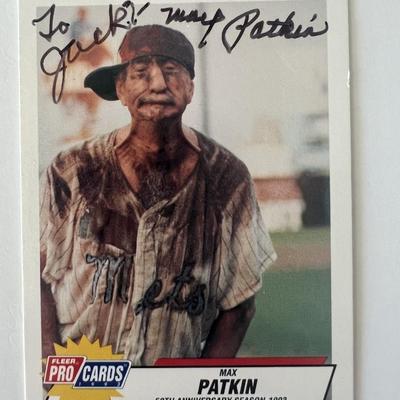 Max Patkin 1993 Fleer signed trading card 