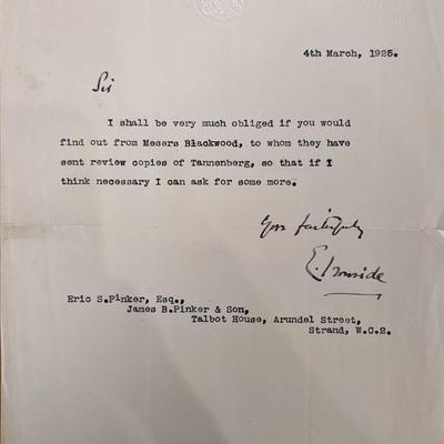 WW1 British Field Marshal Ironside Signed Note